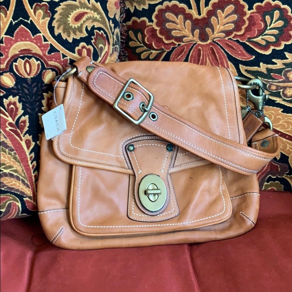 Brown leather coach purse